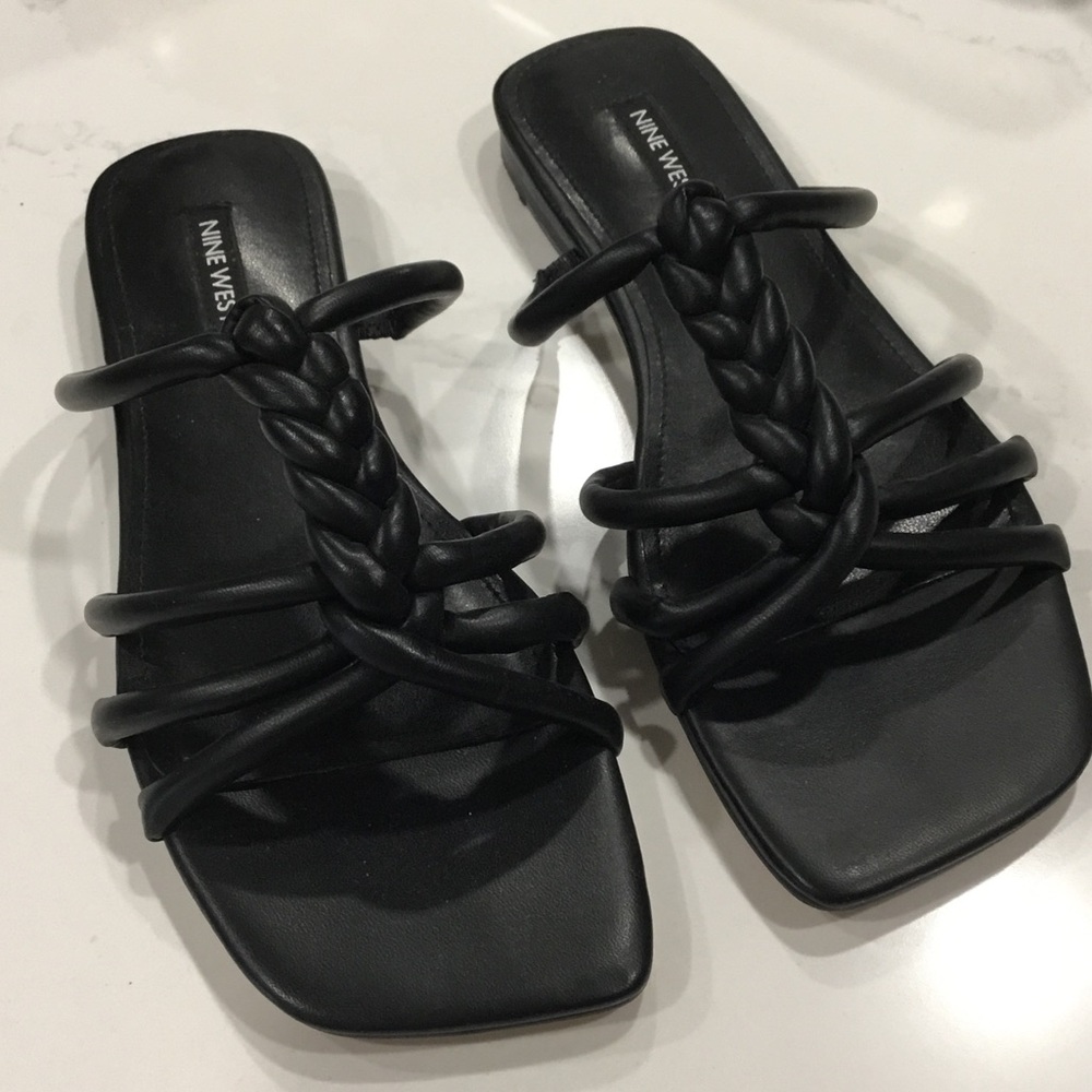 Nine West Black Braided Sandals